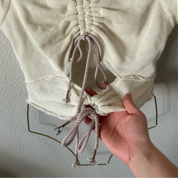 Free People Hot Mesh Tie Cutout Crop Top Tee - Picture 4 of 7